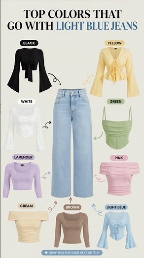 👖✨ Best Top Colors to Wear with Light Blue Jeans | Easy Outfit Ideas📝