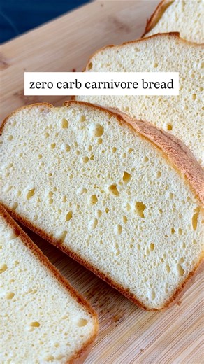 ZERO CARB CARNIVORE BREAD! (This is the BEST one I've made so far!) This bread does not collapse after taking out of the oven and has a fantastic bread like texture thanks to the egg white powder and precise ratios. I’ve now tried crisping it up in the air fryer and have turned it into luxurious French toast for my husband. It will also be great for sandwiches. 👍 INGREDIENTS 1/2 cup (120g) butter 12 ounces (340g) full fat cream cheese -both must be softened 4 large eggs at room temperature 1 cu
