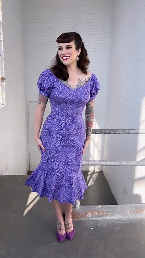 Who’s dreaming of spring sewing? I wore this purple batik Bryant Gown to film some new tutorial videos the other day and now I can’t wait to pull out my summer wardrobe 🌺💜 The Bryant Gown pattern is available in sizes 2-34 (A-H cup sizes) on the Charm site, and it has options that range from full evening glamour to casual daytime chic. #charmpatternsbygertie #charmpatterns #bryantgown | Charm Patterns by Gertie