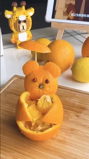 Orange Peel Art Creation | Creative Fruit Design #shorts #youtubeshorts #fruitcutting