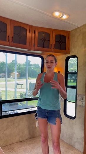 1.3K reactions · 31 shares | Goodbye dated valances, dingy blinds, mystery carpet stains and squeaky linoleum! Demo day = therapy day. Cabinets stripped, floors ripped and we’re one step closer to RV glow-up glory! #demoday #rvrenovation #5thwheelrenovation | rain2shine ventures | Facebook