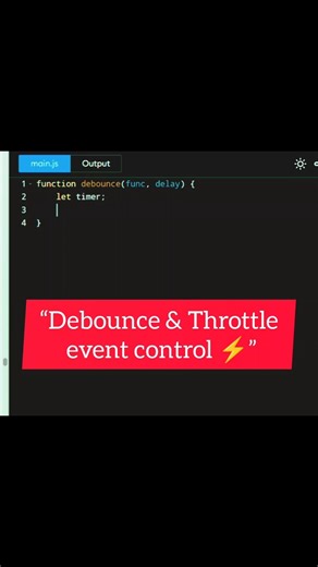 Debounce vs Throttle in JavaScript ⚡ #shorts #javascript #codewithrtech #codingshorts #viralshorts