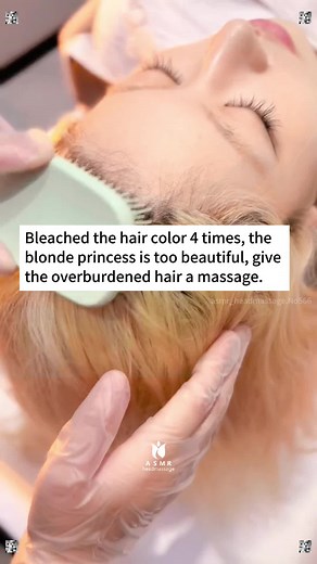 Bleached the hair color 4 times, the blonde princess is too beautiful, give the overburdened hair a massage. 🎧 ASMR Headmassage No566💕💆🏼‍♀️💆🏻#asmr #asmrcommunity #relievestress #headmassage #hairspa #asmrsounds #relievinganxietr #relax #sleep #Wash #relievestresr #decompress