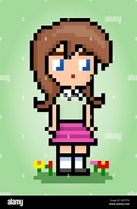 8 bit pixel of the cute girl characters. Cartoon women in vector illustrations Stock Vector Image & Art - Alamy
