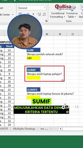 Yuk kita belajar excel mulai dari basic, hari ini kita akan bahas rumus SUM berserta 2 variasinya, yaitu SUMIF, SUMIFS. Yang mau nonton sambil latihan cara pakai rumusnya, bisa download filenya di link yang ada di bio ya. #QuBisa #akubisakamubisa #belajarexcel #tipsexcel #tutorialexcel #kursusexcel #kursuskomputer #bootcampexcel