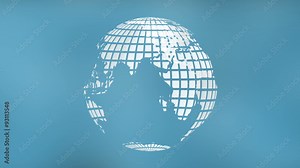 Rotating earth globe with transparent oceans and detailed texture map