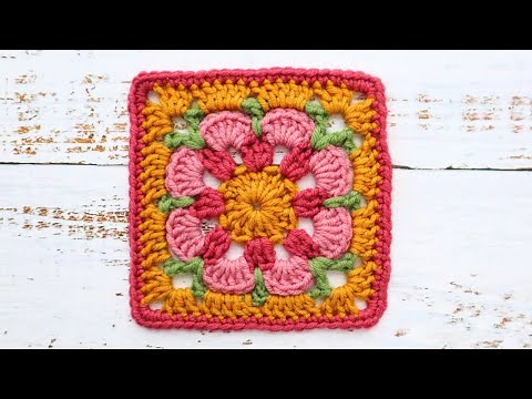 🌸 How to Crochet a Camellia Flower Granny Square 🌸 | Easy & Beginner-Friendly Tutorial