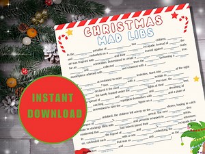 Christmas Mad Libs for Kids - Printable Holiday Activity! Christmas Activity,family Christmas,kids Fun - Etsy