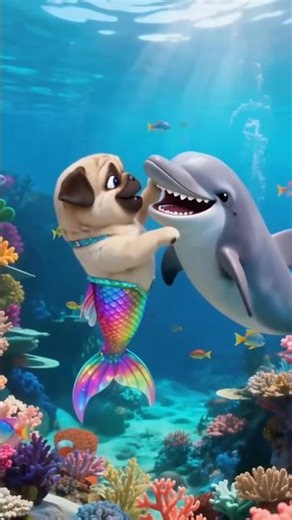 Swimming in mermaid outfit with dolpho 🐬 #shorts