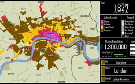 【历史地图】伦敦的发展：每年