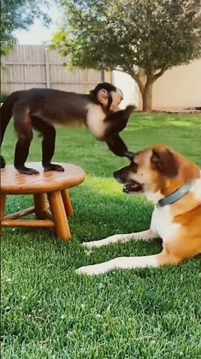 “Real Monkey vs Dog – Funniest Playfight Ever!”#shorts