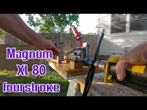 Magnum XL 80 fourstroke RC plane engine first runs