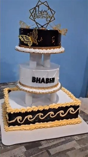 3 tier cake design with stand🤍 #tiercake #cakedesign #cakeorder #cakes #cake #trending #shorts