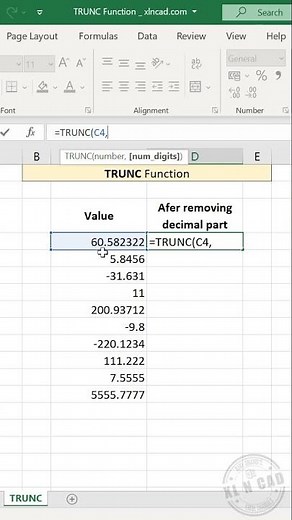 Excel formula to remove digits after decimal point