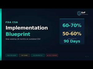FDA CSA Implementation Blueprint: 4-Step Framework to Get Audit-Ready in 90 Days
