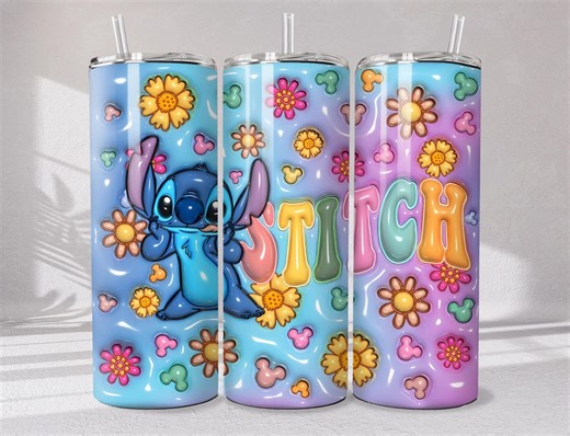 3D Inflated Stitch Tumbler Wrap PNG – Blue Alien Cartoon Sublimation Design (digital Download) - Etsy