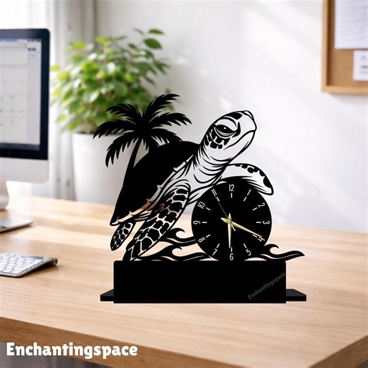 Sea Turtle Table Clock, Tropical Desk Decor for Beach House Office, Gift for Ocean Lovers - Etsy