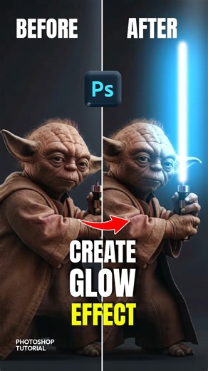 Yoda Lightsaber Blue Plasma Glow | Photoshop Tutorial Short ✨️
