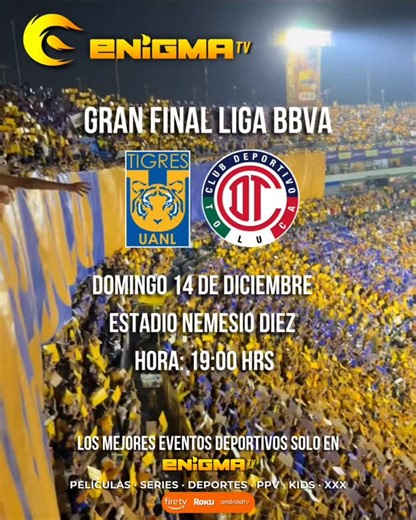 tv.enigma2 on Instagram: "🤩😱Activa Con ENIGMA TV! 😱🤩 Te Ofrecemos: sección de: Canales Películas Series ✅SECCIÓN DEPORTIVA!⚽⚾🏈 ✅SECCION LATINOS ✅SECCIÓN CANALES USA. ✅ACCESO A NBA, NHL, NFL, MLB, WWE y F1 Y MAS. ✅DEPORTES DE PPV y 24/7. ✅SECCIÓN DE ADULTO. ✅SECCIÓN CINE ✅SECCIÓN INFANTIL 🛠 Compatible con: ✅ Android TV ✅ Google TV ✅ Fire TV ✅ Android Box ✅ Roku #gignac #toluca #tigres 📲 ¡Actívalo ahora! Envíanos un mensaje por WhatsApp 👉 https://wa.me/message/OP7W2TYXU2OAK1"