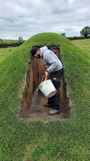 I built a hidden hobbit-style bunker in the middle of a grassy field. 🌾 From the outside, it looks simple — just wooden doors placed in the ground. Nothing else. But behind those doors… A long underground hallway carved into the earth. Then a full kitchen setup. A wooden chest room for storage. An armor room with crafted details. And finally… a dragon chamber at the end. 🐉🔥 From a single door in the grass to a complete underground fantasy bunker. Would you explore it? And if you want to learn