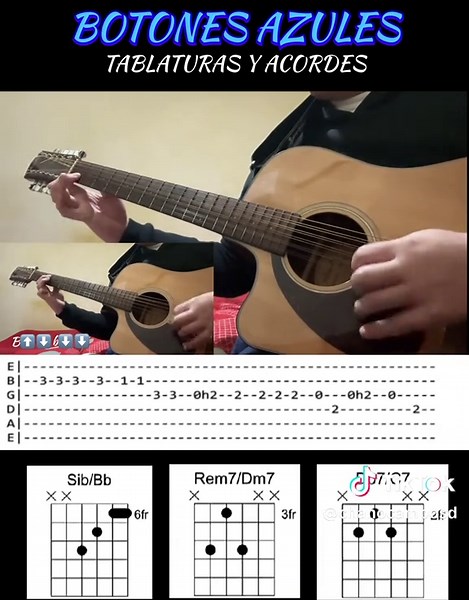 Tabs y Acordes de BOTONES AZULES De @asheeboee #tabs #acordes #guitarra #juniorh #requinto