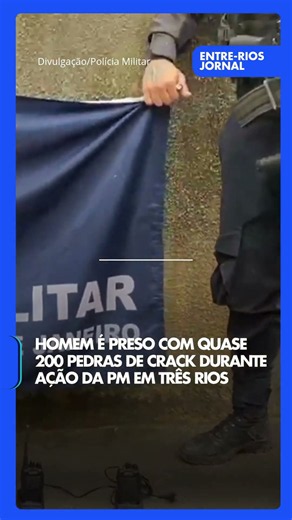 Homem é preso com quase 200 pedras de crack durante ação da PM em Três Rios