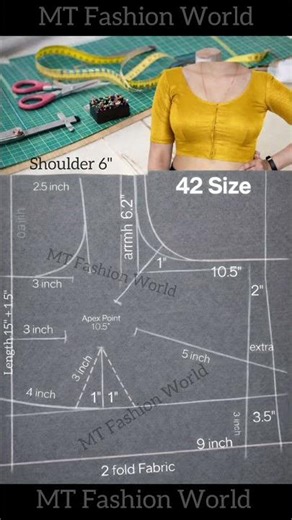 🤩 How to Draft 4 Tucks 42 Size Blouse #shorts #shortsfeed #youtubeshorts