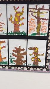 Check out our adorable fall trees craft! It’s not just creative but also an excellent fine motor skills activity. Students start by tearing brown paper into a large piece for the trunk and smaller pieces for the branches. Then, using Q-tips bundled with a rubber band, they stamp green grass at the base. For the colorful fall touch, they add red, yellow, and orange leaves with the same Q-tip stamps. The result is a vibrant and textured fall tree that the kids are proud to show off! | Preschool Vi