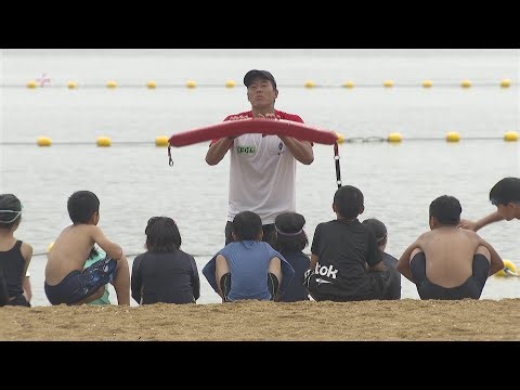 命を守るボードの「漕ぎ方」ライフセーバーが小学生１７０人に特別授業
