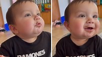 This adorable baby tried chocolate for the first time, and he was so impressed by it that he told his first complete sentence. Too funny! | Rumble