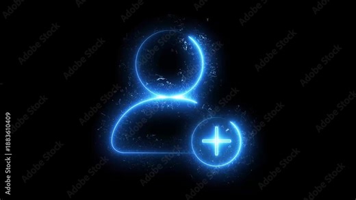 Add User neon sign appear in center account, add friend icon, add user icon profile set signs social symbol teamwork user.