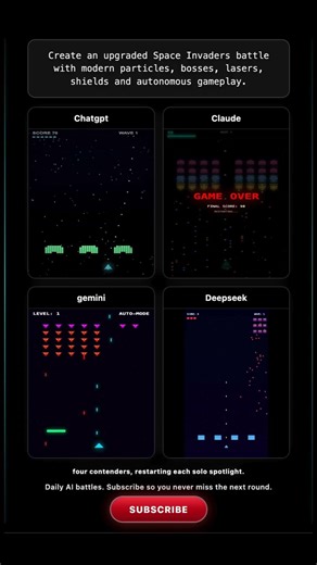ChatGPT vs Claude vs Gemini vs DeepSeek: Space Invaders Evolution #aicoding #claudeai