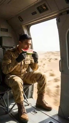 Military man and tiger watermelon tree.