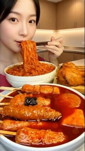 Spicy Ramen Tteokbokki Cheese Pull ASMR #asmr #mukbang # Mukbangshow