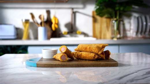 Cheesy Fried Hot Dogs