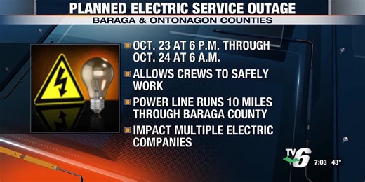 Electric outage planned during reliability work on northern Baraga County power line