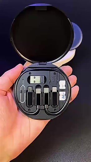 With Cosmetic mirror Multifunctional 60W USB Data Cable Fast Charge Line Storage Box Removal Pin Set Electronic Gadgets