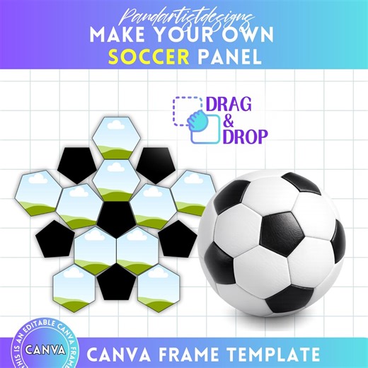 Soccer Panel Editable Template, Custom Soccer Ball Panel, Photo Ball Wrap, Printable Soccer Ball, Canva Frame, DIY Drag and Drop - Etsy
