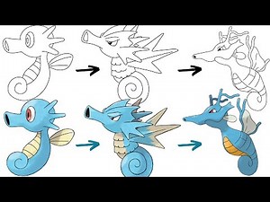 How To Draw HORSEA SEADRA and KINGDRA POKEMON | Pokemon Evolution