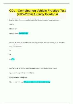 CDL Combination Vehicle Practice Test 2022/2023 Already Graded A738