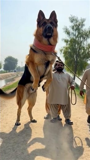 “People Shocked Seeing a Giant German Shepherd on Indus Canal Road 😳” #gaintdog