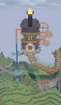 Floating Steampunk Observatory | Easy Starter House 😎 #minecraft #minecraftshorts #observatory