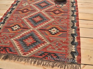 Kilim Rug, Handwoven, Wool and Jute Rug Handmade, Kilim Dhurrie Rug, Traditional Indian Jute Area Rug - Etsy Canada