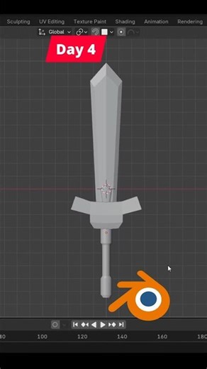 Day 4 of Learning Blender – Modeling a Sword + UV Unwrapping #blender #blender3d #30dayschallenge