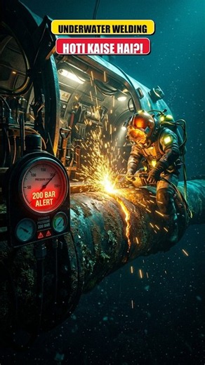 Underwater Welding: The World's Most Dangerous Job 😱🤿 (200 BAR Risk!) #Shorts