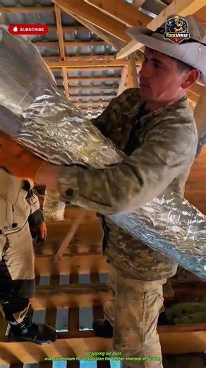 Installing Aluminum Foil Insulation on Air Duct for Maximum Efficiency #worktools