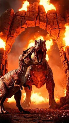 Mapusaurus vs a sleeping T-Rex in a Prehistoric World