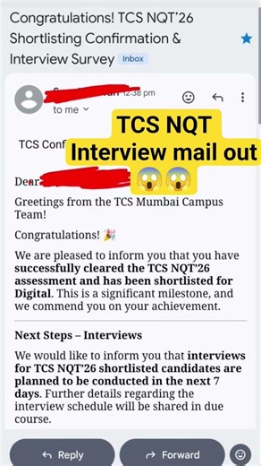 TCS NQT Interview mail out😱😱| #tcs #tcsnqt #tcsdigital
