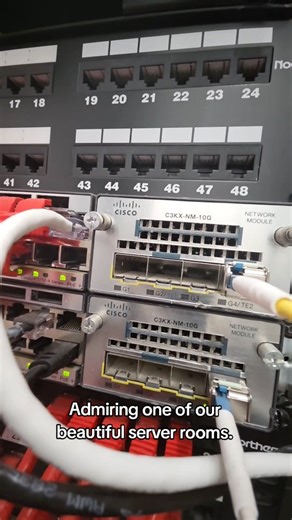 Aesthetic Tech Vibe Check! ​Seriously, what's more satisfying than this? Peep that perfectly managed server room and the cable job of our DREAMS. 奈 It's not just neat, it's art. If this doesn't spark joy, you might not be in IT.  ​#IT #Network #CablingGoals #CableManagement #switch #cisco #ServerRoom #TechAesthetic | Ariole Juice Dieujuste | Facebook
