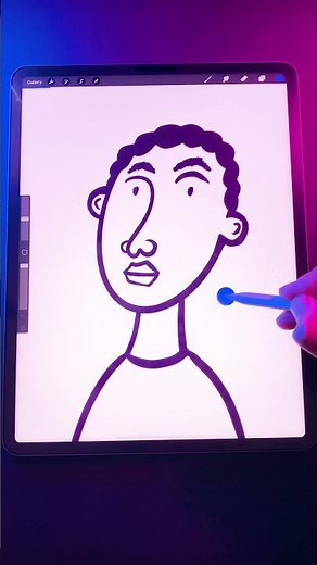 How To Draw This Easy Cartoon Portrait In Procreate (#Shorts)